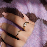 Junk-Jewels-Molten-Textured-14-Carat-Gold-Vermeil-Cubic-Zirconia-Diamond-Sterling-Silver-Stacking-Band-Ring-Solitaire-Unique