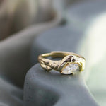 Junk-Jewels-Molten-Textured-14-Carat-Gold-Vermeil-Cubic-Zirconia-Diamond-Sterling-Silver-Stacking-Ring-Solitaire-Unique