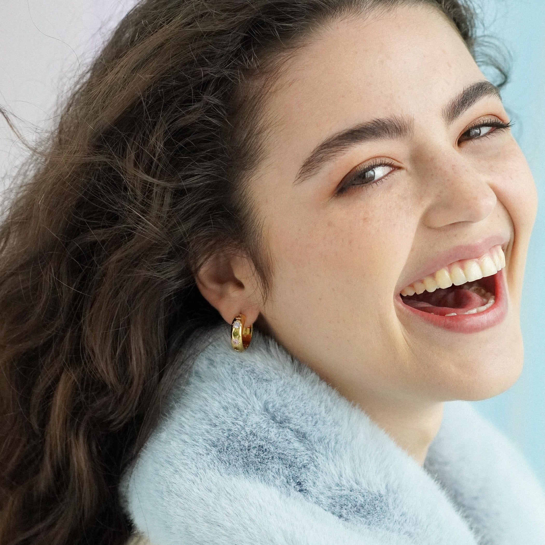 Junk-Jewels-Pastel-Stone-Gemstone-Chunky-Large-Hoop-Earrings-Gold-Diamond-Star