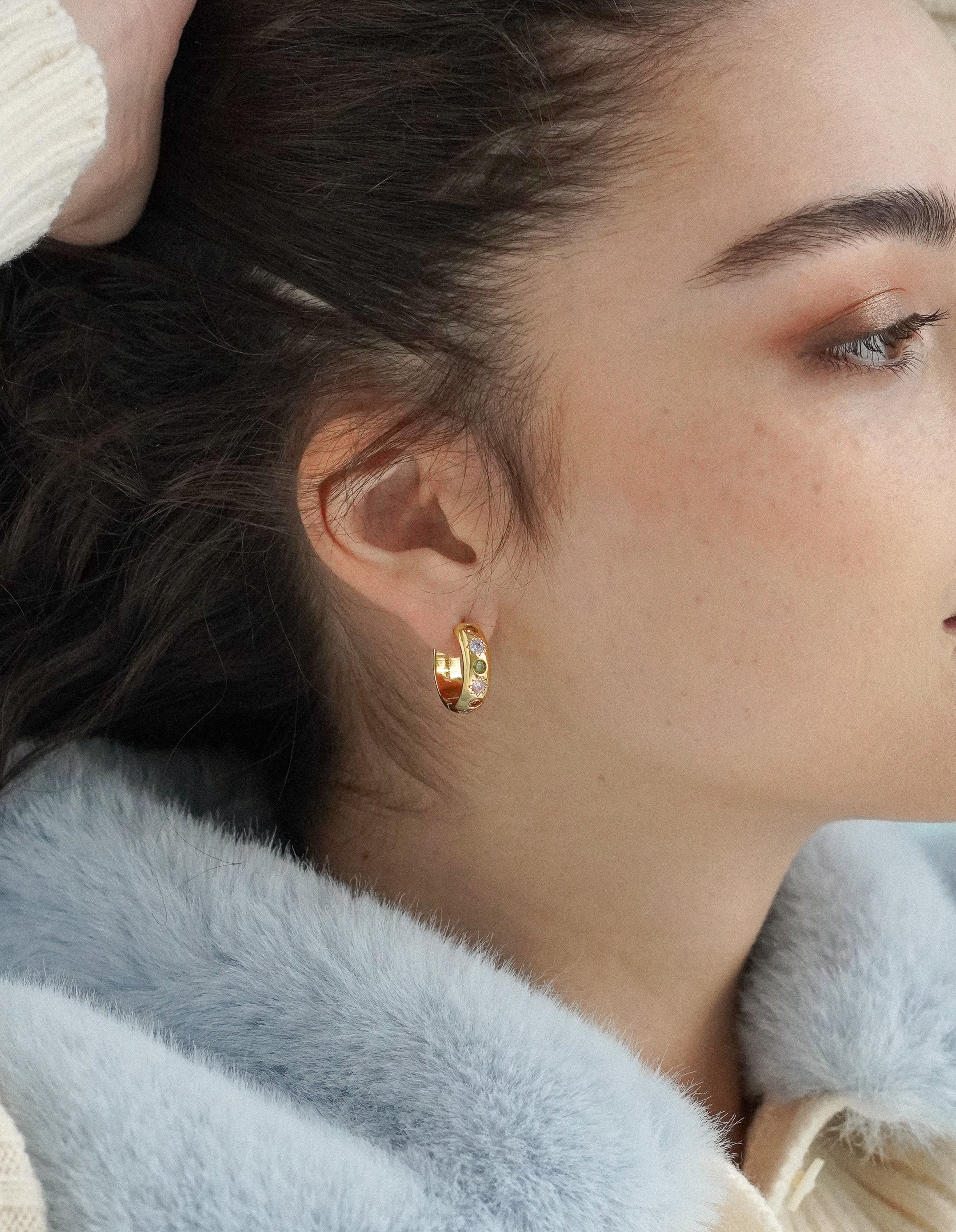 Junk-Jewels-Pastel-Stone-Gemstone-Chunky-Large-Hoop-Earrings-Gold-Diamond-Star