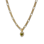 Junk-Jewels-Peridot-Heart-Pendant-Chunky-Figaro-Chain-Necklace-Gold-Plated-Stone