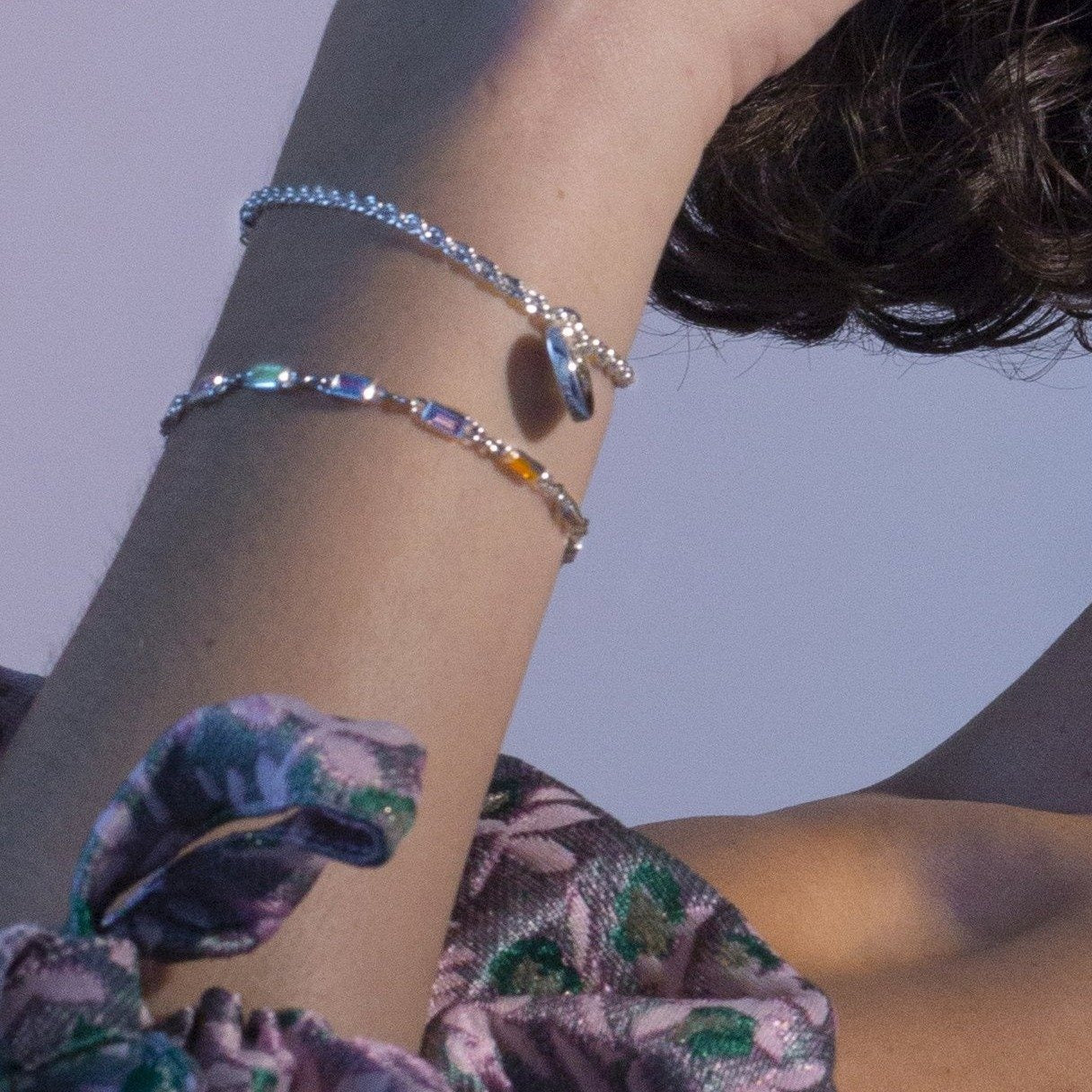 Junk-Jewels-Rainbow-Stone-Multicoloured-Channel-chain-link-rectangle-stone-Bracelet-Gold-Silver