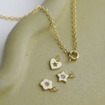 Junk-Jewels-Retro-Multi-Charm-Flower-Start-Heart-Purple-Green-Blue-Gemstone-Stone-Pendant-Chunky-Chain-Necklace-Gold-Silver