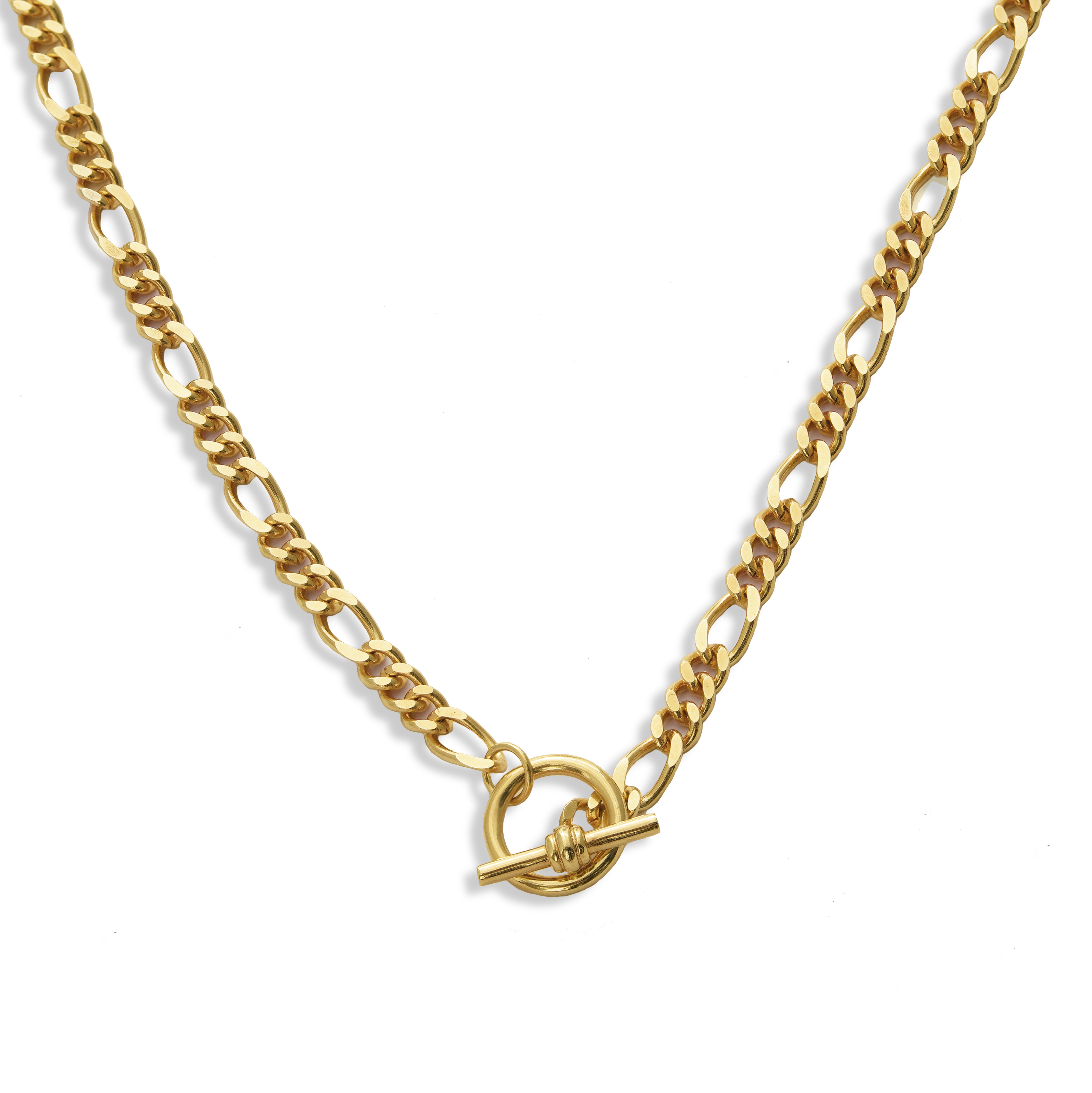 Junk-Jewels-T-Bar-Fastening-Figaro-Chain-Chunky-Gold-Necklace-Silver-Statement-Cool
