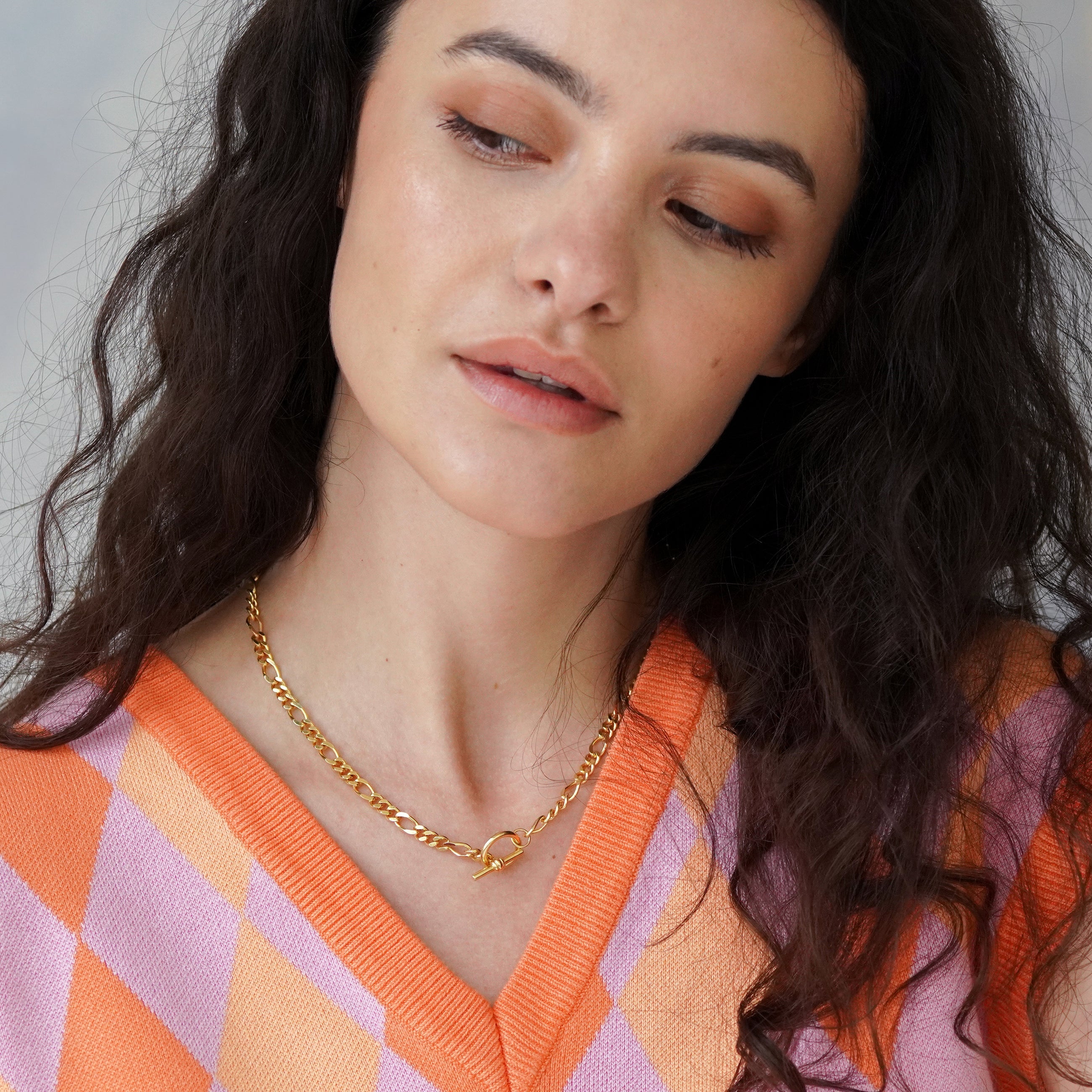 Junk-Jewels-T-Bar-Fastening-Figaro-Chain-Chunky-Gold-Necklace-Silver-Statement-Cool