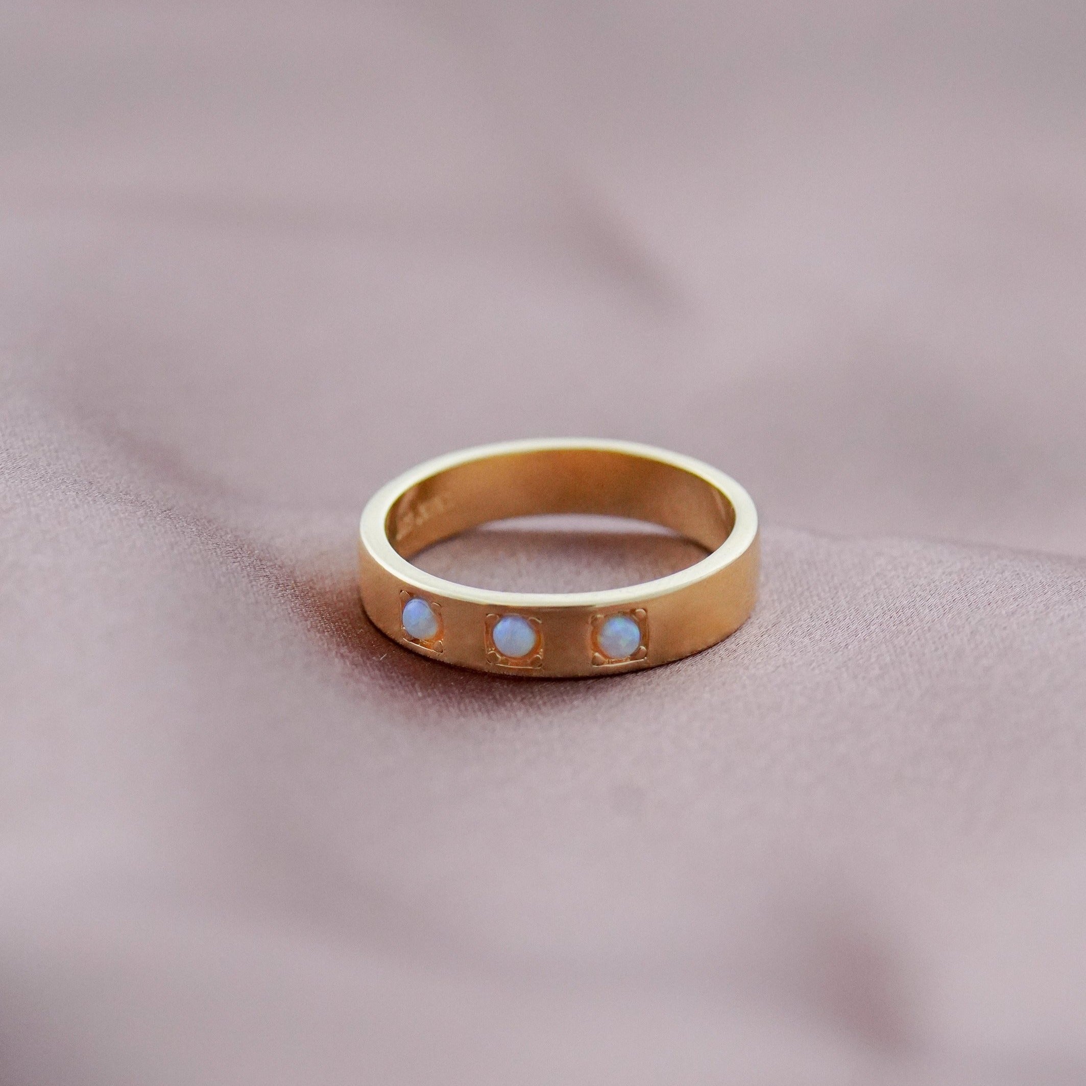 Junk-Jewels-Triple-Opal-White-Gemstone-Ring-Triple-Stone-Band-Minimal-Gold-Silver