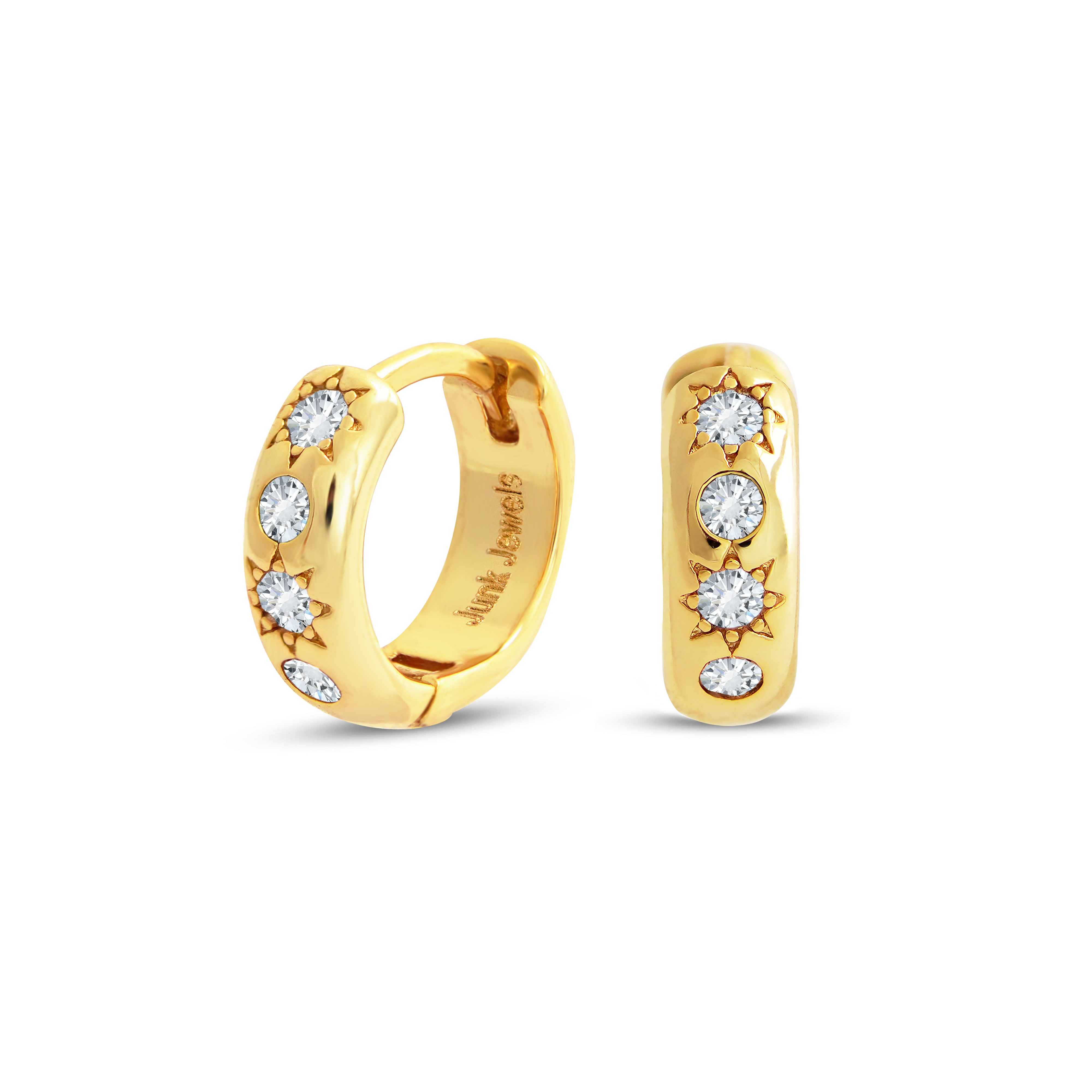 Junk-Jewels-White-Stone-Petite-Diamond-Cubic-zirconia-star-stone-chunky-huggie-hoop-hoops-earrings-gold-silver