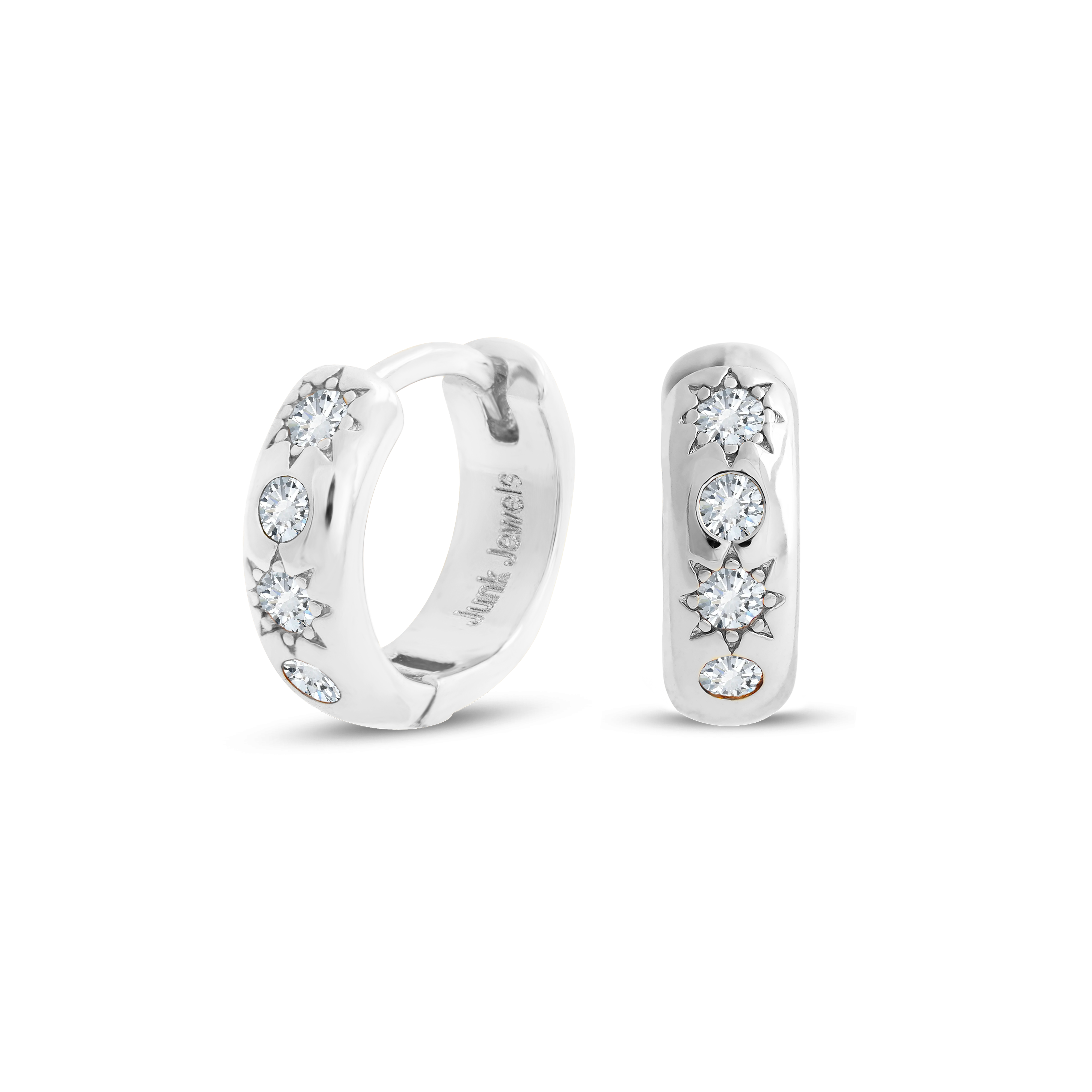 Junk-Jewels-White-Stone-Petite-Diamond-Cubic-zirconia-star-stone-chunky-huggie-hoop-hoops-earrings-gold-silver
