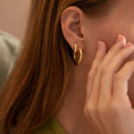 Junk-Jewels-Wobbly-Classic-Small-Chunky-Hoop-Hoops-Earrings-Gold-Plated-Silver
