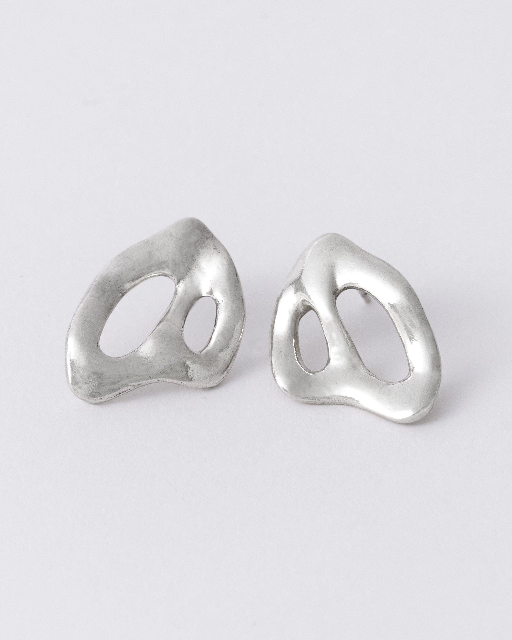 KEYES-spaced-earrings-Space-ghost-sculptural-hammered-handmade-statement-cut-out-stud-earrings-design-cool-unique-jewellery-demifine-independent-london-GOLDEN-ShopGolden.co-Demifine-Destination-Contemporary-Curated