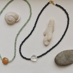 Kan-Studio-Indira-necklace-Lapis-Lazuli-Clear-Peach-Glass-Green-Aventurine-Delicate-Beaded-Pendant-Necklace-Contrasting-Colours-Summer-Jewellery-Beads-Bead-Cool-Boho-Style-Design
