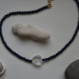Kan-Studio-Indira-necklace-Lapis-Lazuli-Clear-Peach-Glass-Green-Aventurine-Delicate-Beaded-Pendant-Necklace-Contrasting-Colours-Summer-Jewellery-Beads-Bead-Cool-Boho-Style-Design