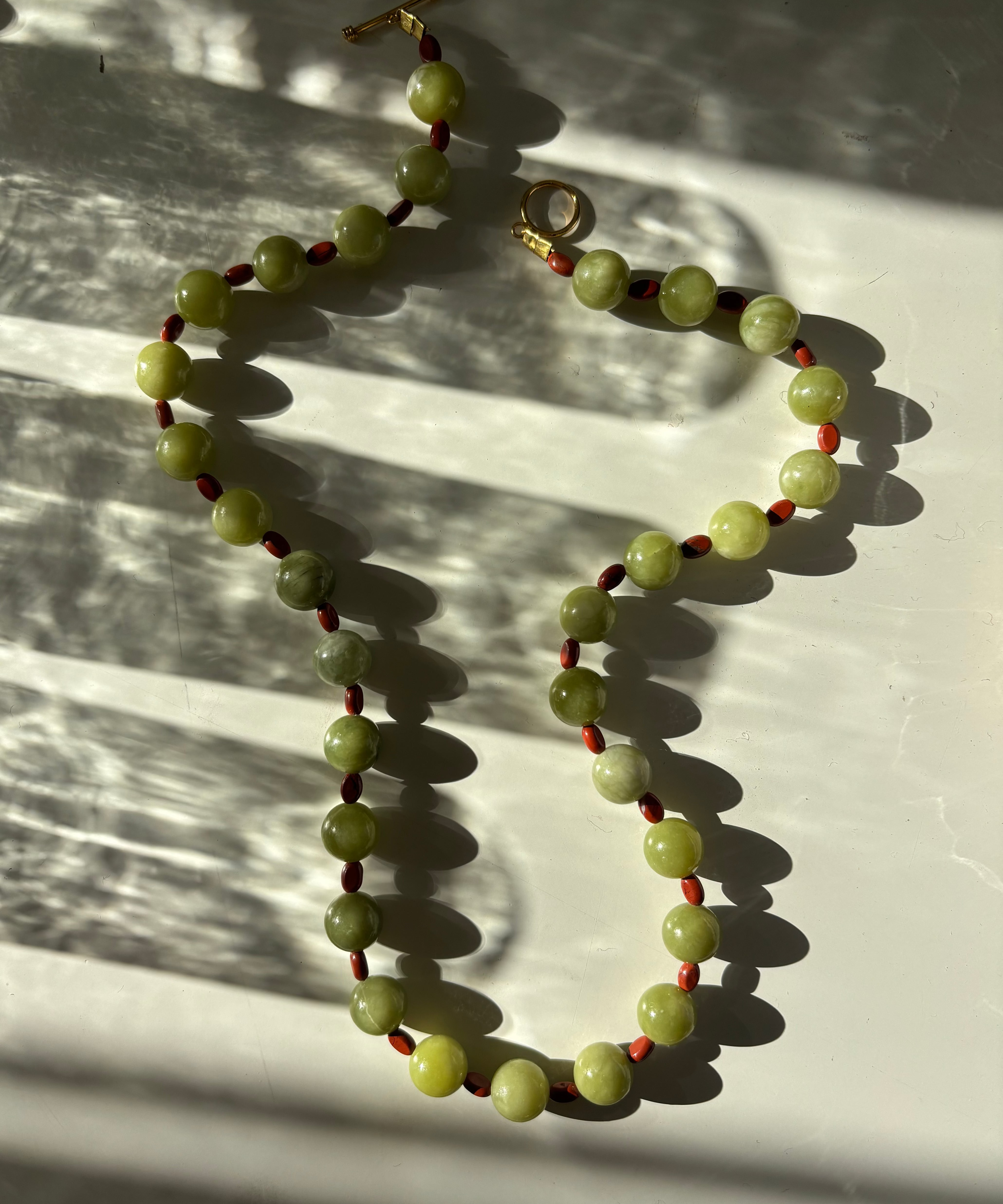 Kan-Studio-Olivia-Necklace-Olive-Green-Jade-Red-Jasper-Beads-beaded-boho-cool-Summer-Jewellery-Handmade-London-cool-boho-beach