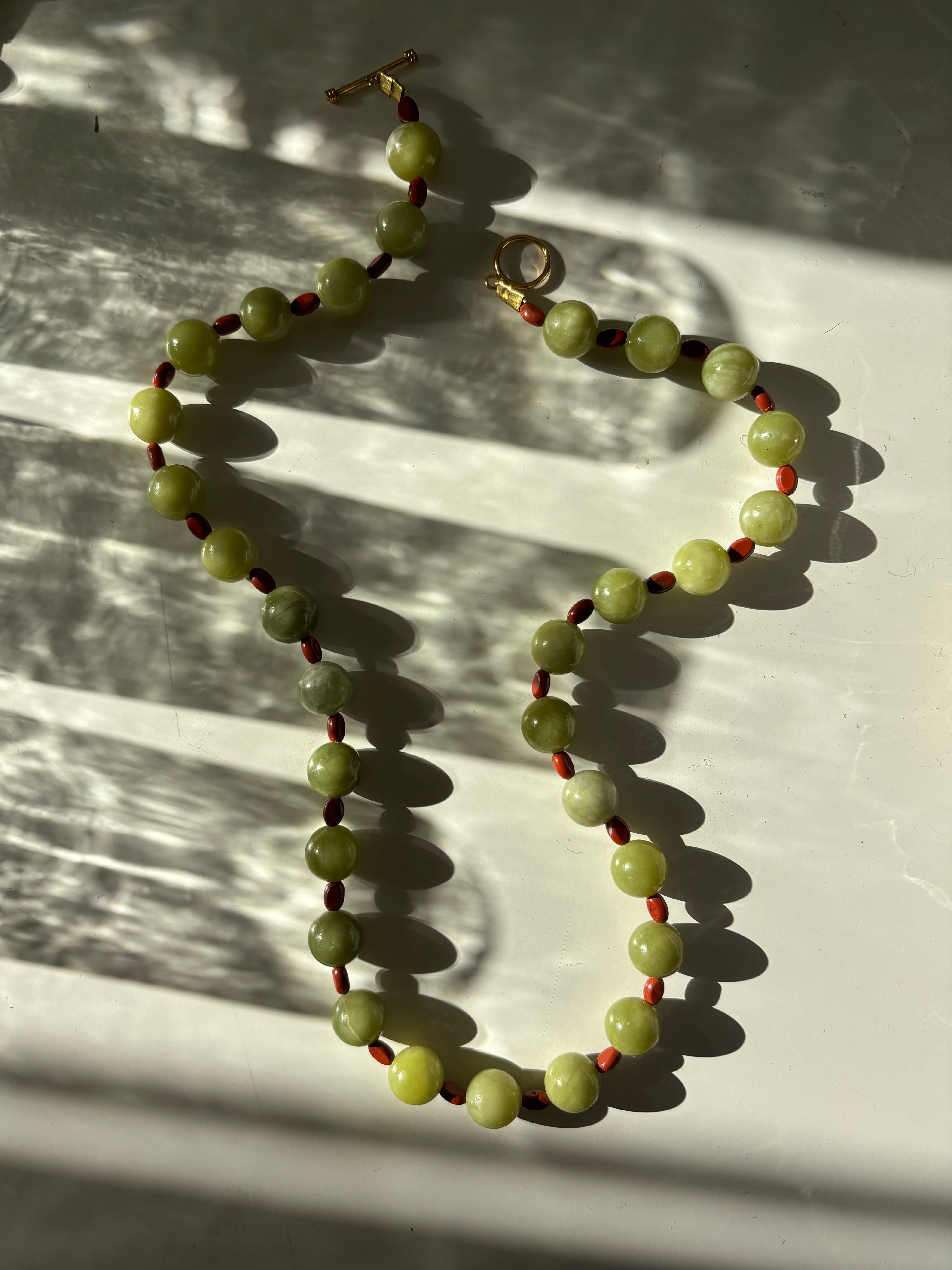Kan-Studio-Olivia-Necklace-Olive-Green-Jade-Red-Jasper-Beads-beaded-boho-cool-Summer-Jewellery-Handmade-London-cool-boho-beach
