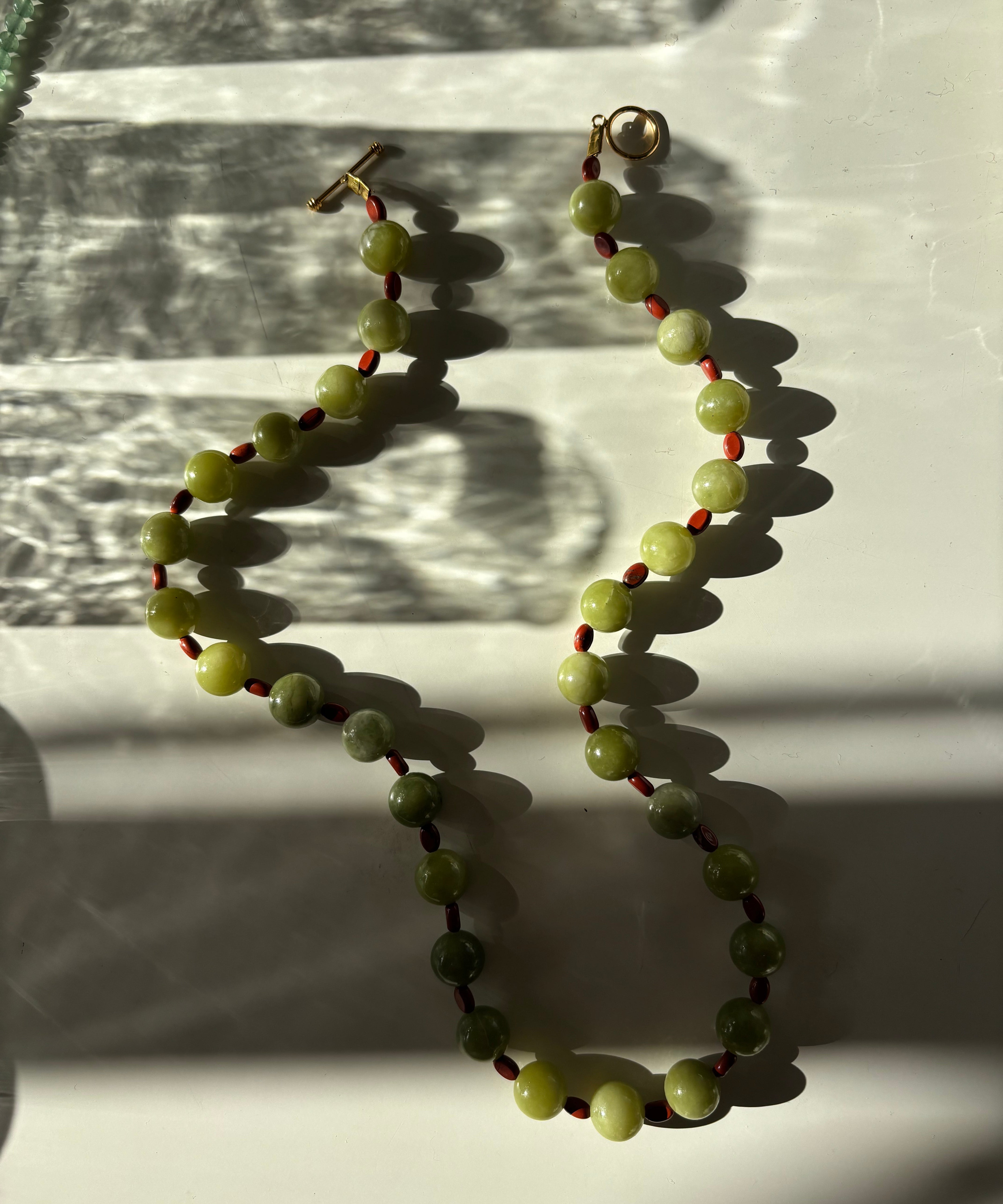 Kan-Studio-Olivia-Necklace-Olive-Green-Jade-Red-Jasper-Beads-beaded-boho-cool-Summer-Jewellery-Handmade-London-cool-boho-beach