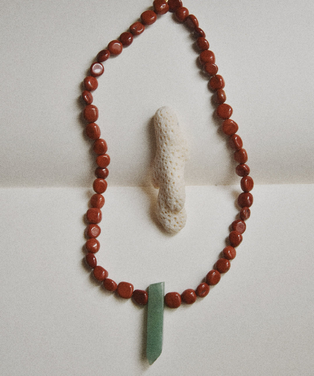 Kan-Studio-Yolanda-Necklace-Red-Jasper-Nugget-Beaded-Green-Aventurine-Large-Gemstone-Spike-Pendant-Natural-Stone-Bead-Bohemian-Cool-Boho-Necklace-Summer-Jewellery