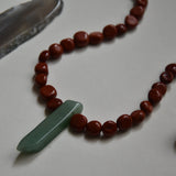 Kan-Studio-Yolanda-Necklace-Red-Jasper-Nugget-Beaded-Green-Aventurine-Large-Gemstone-Spike-Pendant-Natural-Stone-Bead-Bohemian-Cool-Boho-Necklace-Summer-Jewellery