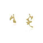 Liz-Crow-Jewellery-London-The-Noticing-18ct-Gold-Vermeil-Molten-TExtured-Odd-Asymmetric-Sculptural-Statement-Stud-Studs-Earrings