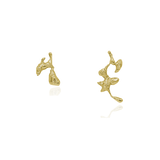 Liz-Crow-Jewellery-London-The-Noticing-18ct-Gold-Vermeil-Molten-TExtured-Odd-Asymmetric-Sculptural-Statement-Stud-Studs-Earrings