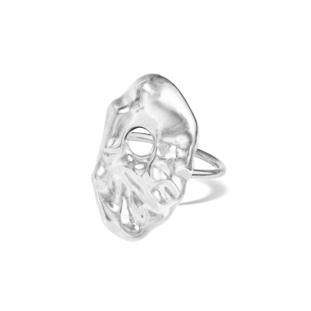 Liz-Crow-London-Fortitude-Ring--The-Anchor-Sterling-Silver-Statement-Sculptural-Molten-Organic-Texture-Cocktail-Ring