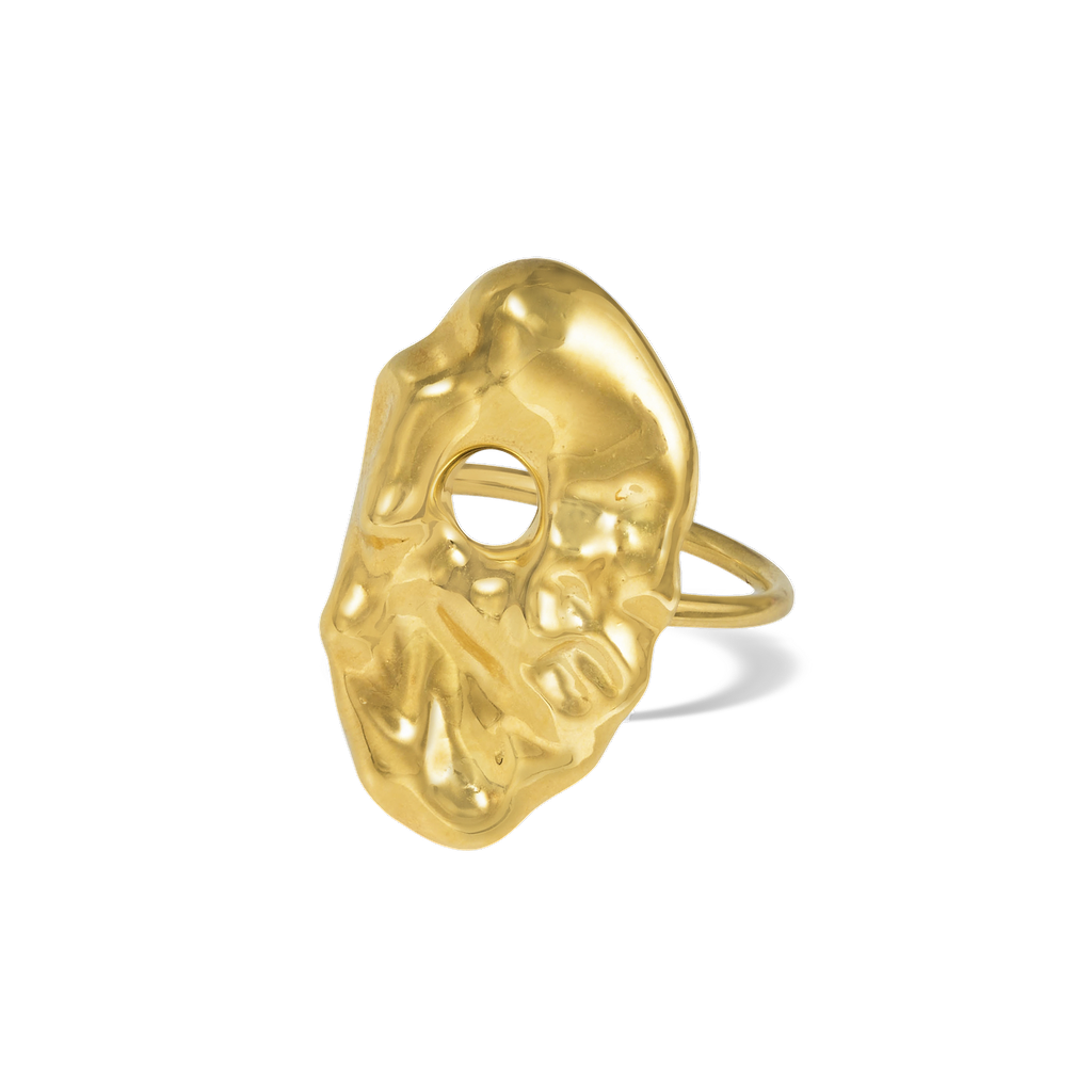 Liz-Crow-London-Fortitude-Ring-18CT-GOLD_vermeil--The-Anchor-Sculptural-Molten-Texture-Statement-Cocktail-Ring