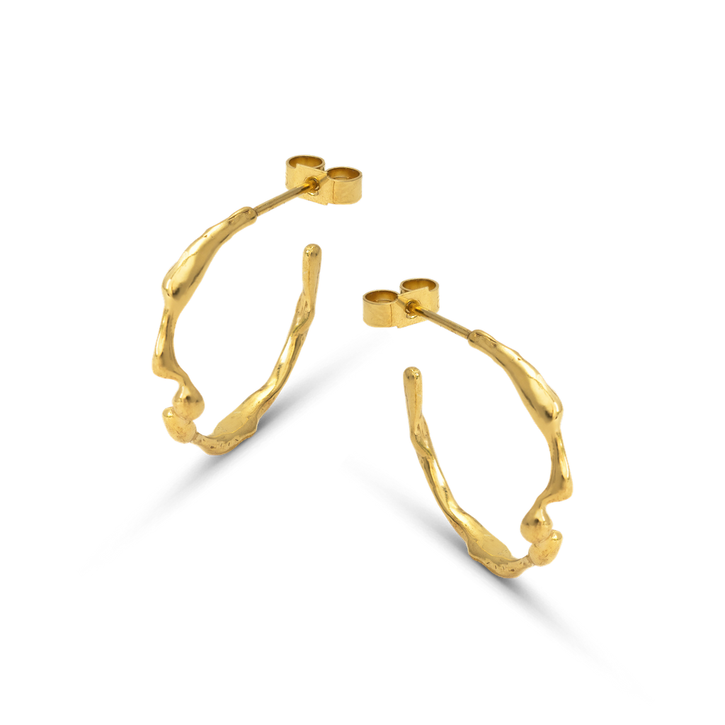 Liz-Crow-London-Gratitude-Hoops-18CT-GOLD-Vermeil-The-Knowing-Hoop-Molten-Texture-Medium-Hoop-earring