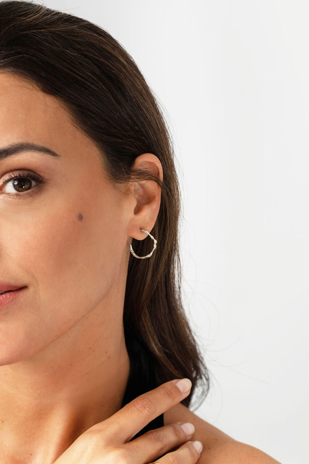 Liz-Crow-London-Gratitude-Hoops-Sterling-Silver-The-Knowing-Thin-Textured-Molten-Hoop-Large-Medium-Earrings