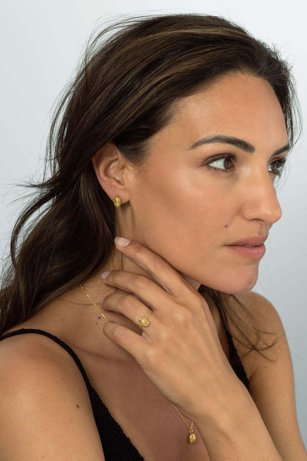 Liz-Crow-London-Intuition-Studs-18CT-GOLD-Vermeil-The-Knowing-Bugget-Studs-Stud-Earrings-Ball-Oval-Sphere-Molten