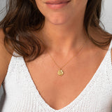 Liz-Crow-London-Presence-Pendant-18CT-GOLD-The-Deep-Stillness-Necklace-Textured-Molten-Sculptural-Coin-Circle-Pendant