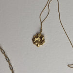 Liz-Crow-London-Presence-Pendant-18CT-GOLD-The-Deep-Stillness-Necklace-Textured-Molten-Sculptural-Coin-Circle-Pendant