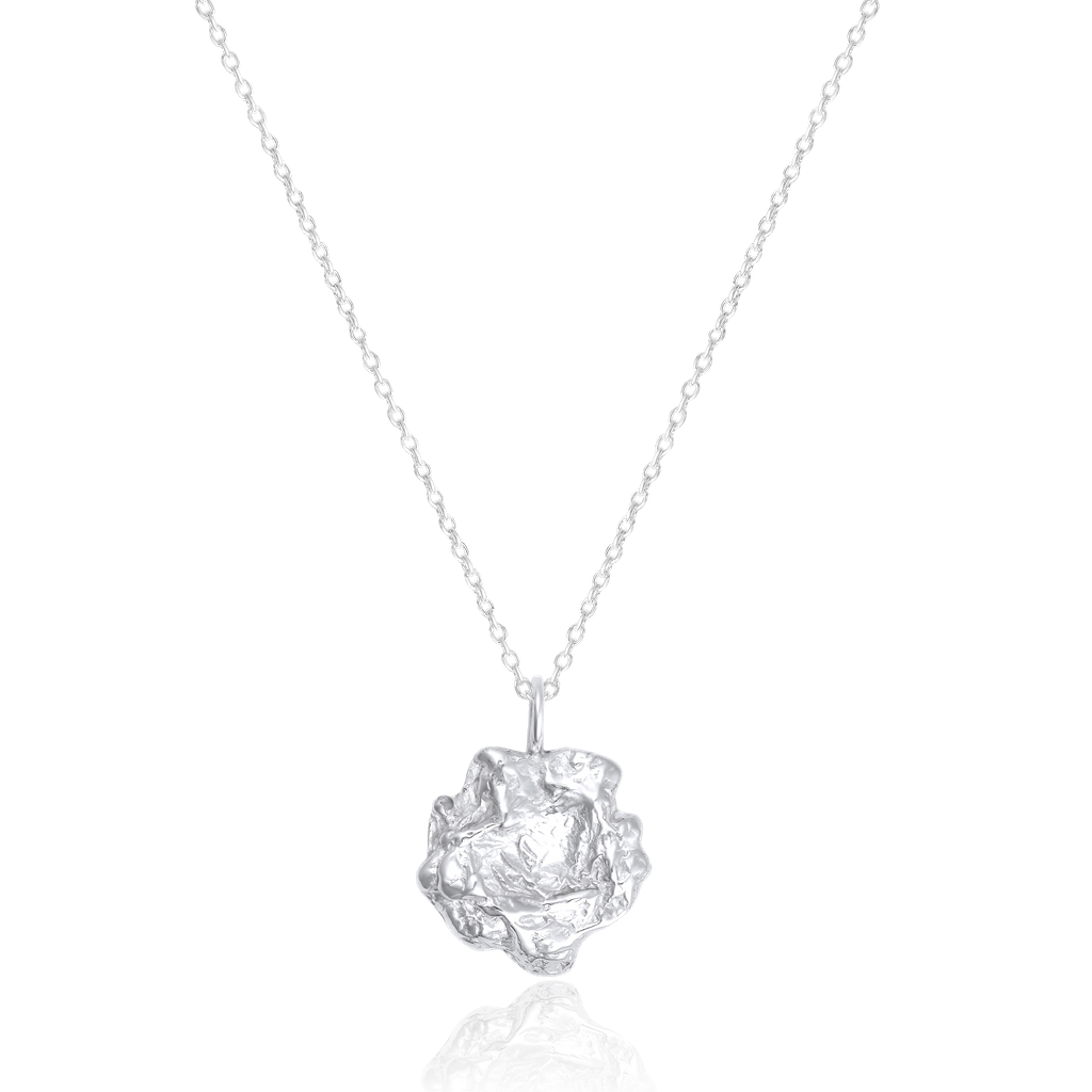 Liz-Crow-London-Presence-Pendant-Sterling-Silver-The-Deep-Stillness-Textured-Molten-Coin-Antique-vintage-StylePendant-Circle-Necklace