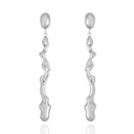 Liz-Crow-London-Resilience-Earrings-The-Flow-Within-Sterling-Silver-Sculptural-Drop-Dangle-Wiggle-Wavey-Organic-Molten-TExture-Statement-Earrings