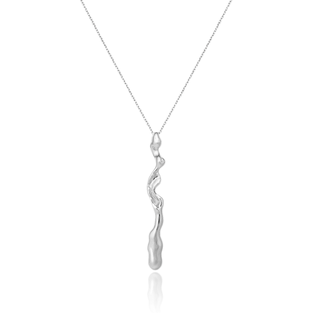 Liz-Crow-London-Resilience-Necklace-Sterling-Silver-Wiggle-Pcean-Drop-Wave-Long-Statement-Pendant-Molten-Texture-Necklace