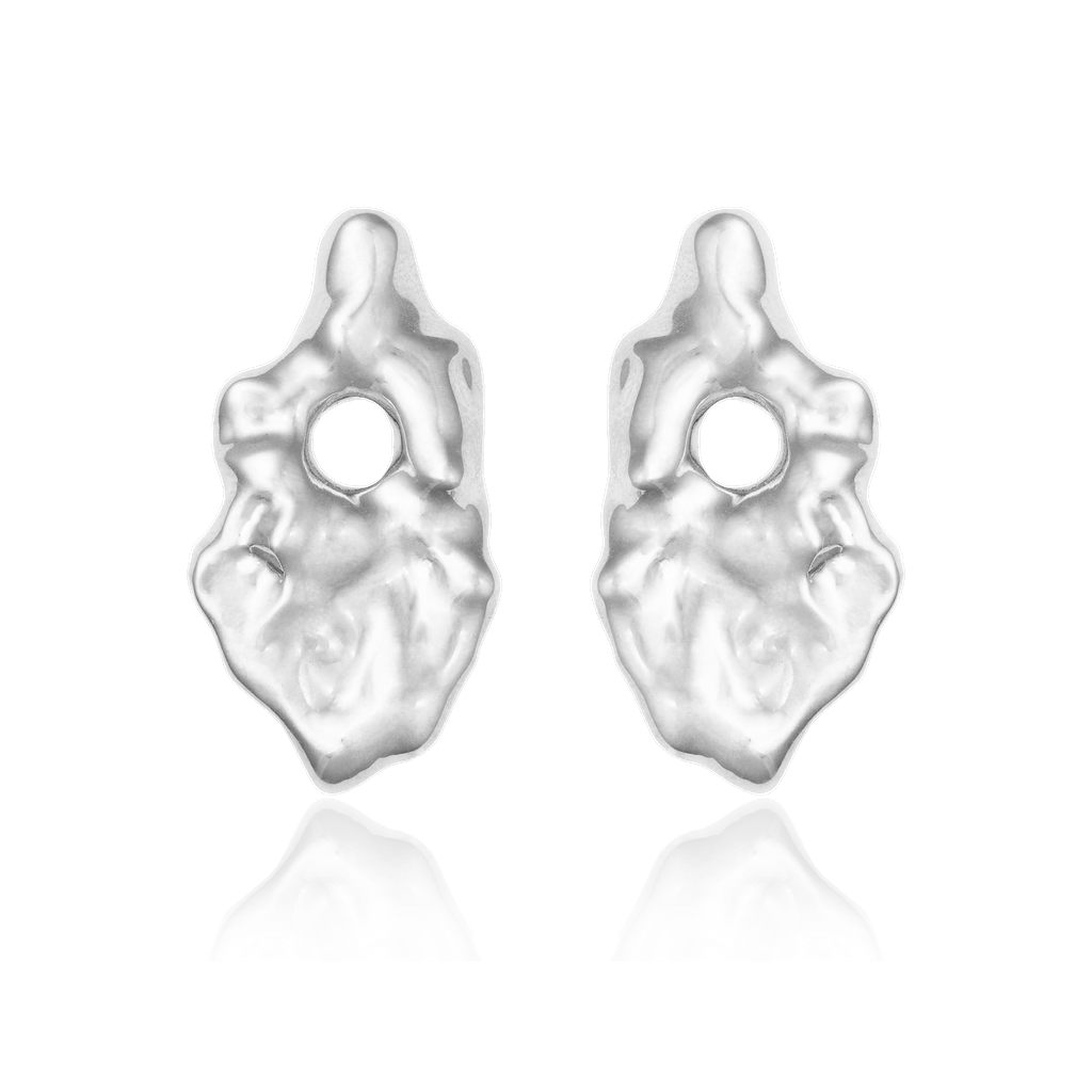 Liz-Crow-London-The-Anchor-Sterling-Silver-Statement-Earrings-Sculptural-Molten-Texture-Drop-Oversized-Stud-Studs-Earring