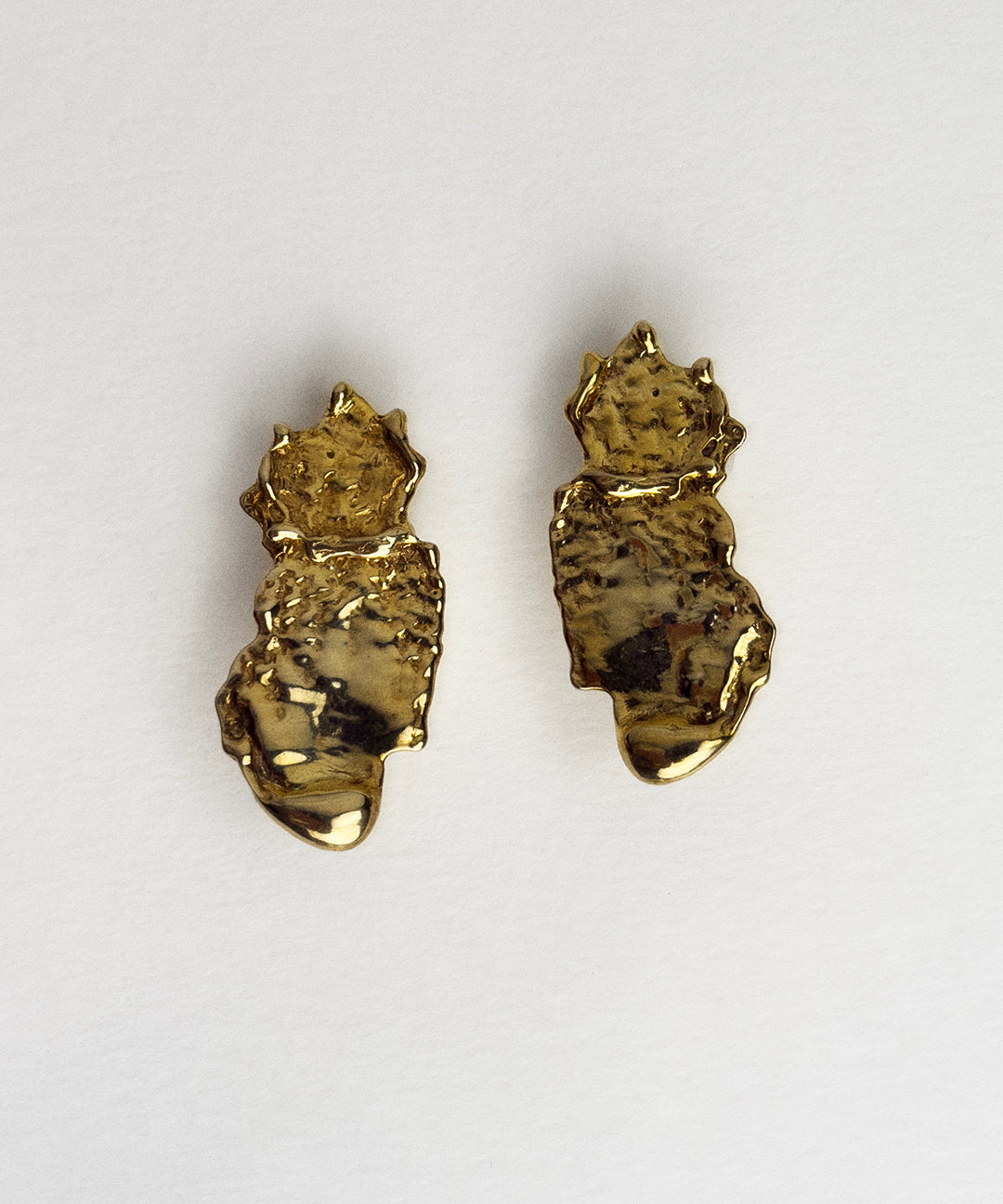 Liz-Crow-London-Wonder-Earrings-18CT-GOLD-Self-Seen-Statement-Stud-Oversized-Molten-Melting-Textured-Earring