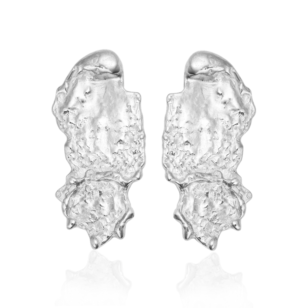 Liz-Crow-London-Wonder-Earrings-Sterling-Silver-Seen-Self-Molten-Textured-Statement-Oversized-Stud-Earrings