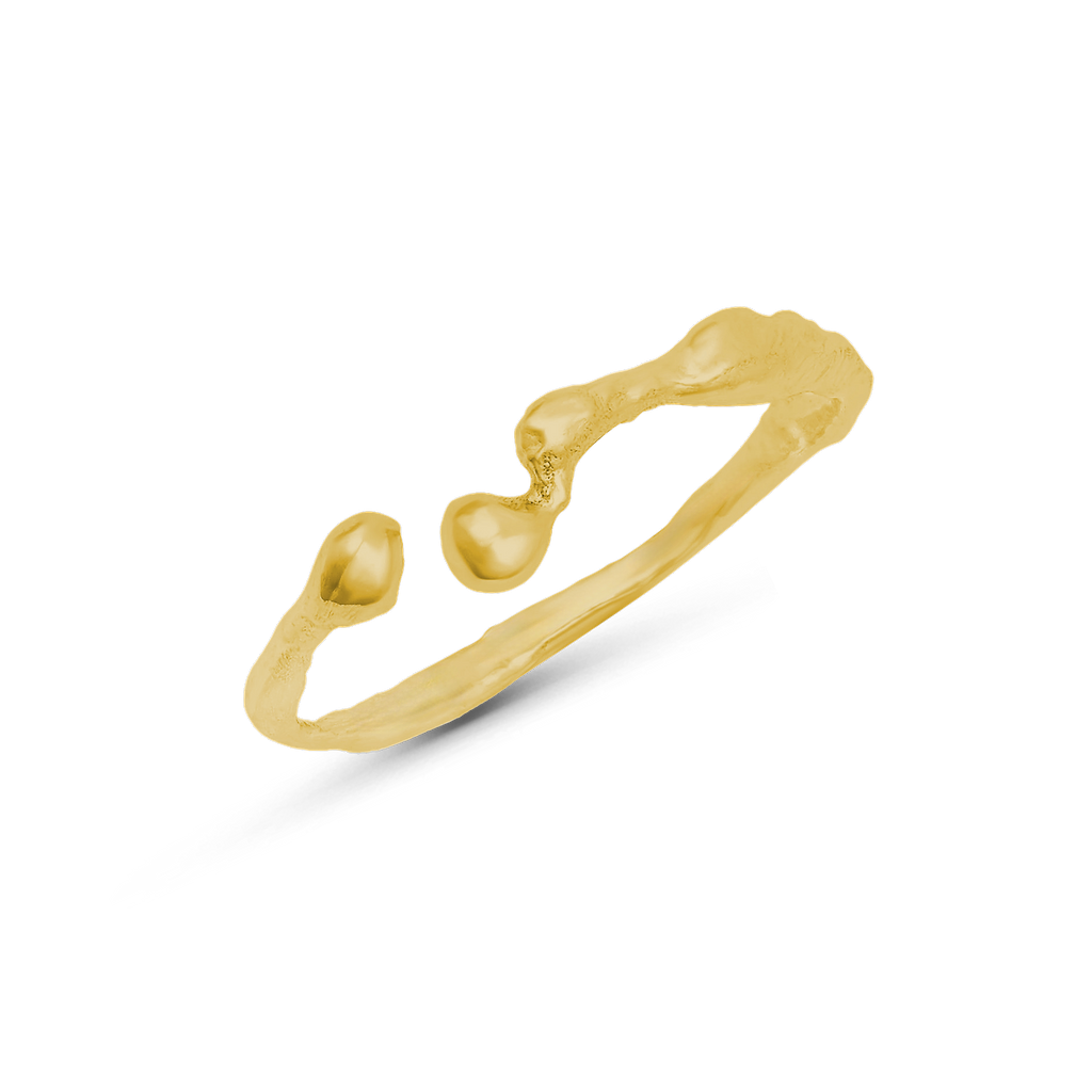 Liz-Crow-London-Gratitude-Ring-18CT-GOLD-Vermeil-The Offering-Ring-Molten-Dainty-Band-textured-Ripple-Stacking
