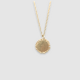 Large Granulation Disc Pendant Necklace Gold