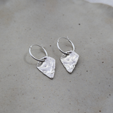 Milly-Maunder-Arma-Shield-Pendant-Drop-Huggies-Hoop-Earring-Textured-Pendant-Sterling-Silver-Silver-Stacking