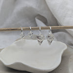 Milly-Maunder-Arma-Shield-Pendant-Drop-Huggies-Hoop-Earring-Textured-Pendant-Sterling-Silver-Silver-Stacking