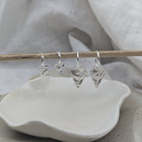 Milly-Maunder-Arma-Shield-Pendant-Drop-Huggies-Hoop-Earring-Textured-Pendant-Sterling-Silver-Silver-Stacking