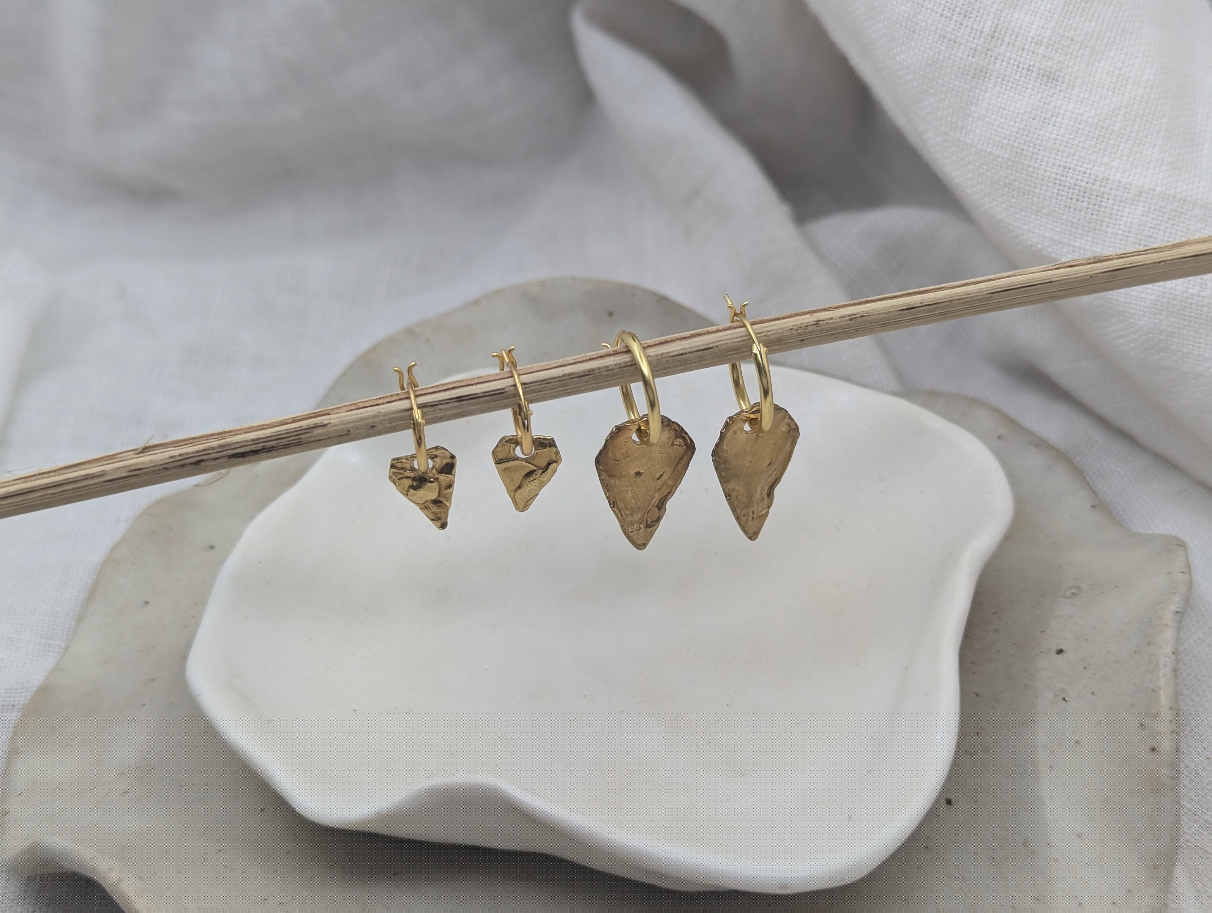 Milly-Maunder-Arma-Textured-Shield-Pendant-Huggies-Drop-Hoop-Earrings-Hoops-Gold-Plated-18ct-Stacking 