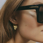 Milly-Maunder-Arma-Textured-Shield-Pendant-Huggies-Drop-Hoop-Earrings-Hoops-Gold-Plated-18ct-Stacking 