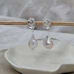 Milly-Maunder-Dara-Pearl-Sterling-Silver-Textured-Disc-Stud-Drop-Dangle-Pendent-Bead-Earring-Statement-Earrings