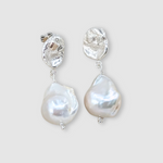Milly-Maunder-Dara-Pearl-Sterling-Silver-Textured-Disc-Stud-Drop-Dangle-Pendent-Bead-Earring-Statement-Earrings