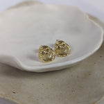Milly-Maunder-Dara-Studs-Earrings-Stud-18ct-Gold-Plated-Small-Statement-Disc-Coin-Textured-Organic-Molten