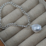 Milly-Maunder-Fireball-Baroque-Freshwater-Pearl-Pendant-Bead-Charm-Chunky-Rustic-Vintage-Style-Curb-Chain-Bracelet-Sterling-Silver