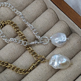Milly-Maunder-Fireball-Baroque-Freshwater-Pearl-Pendant-Bead-Charm-Chunky-Rustic-Vintage-Style-Curb-Chain-Bracelet-Sterling-Silver