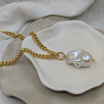 Milly-Maunder-Fireball-Baroque-Freshwater-Pearl-Pendant-Necklace-Chunky-Rustic-Statement-Chain-Gold-Plated-18ct