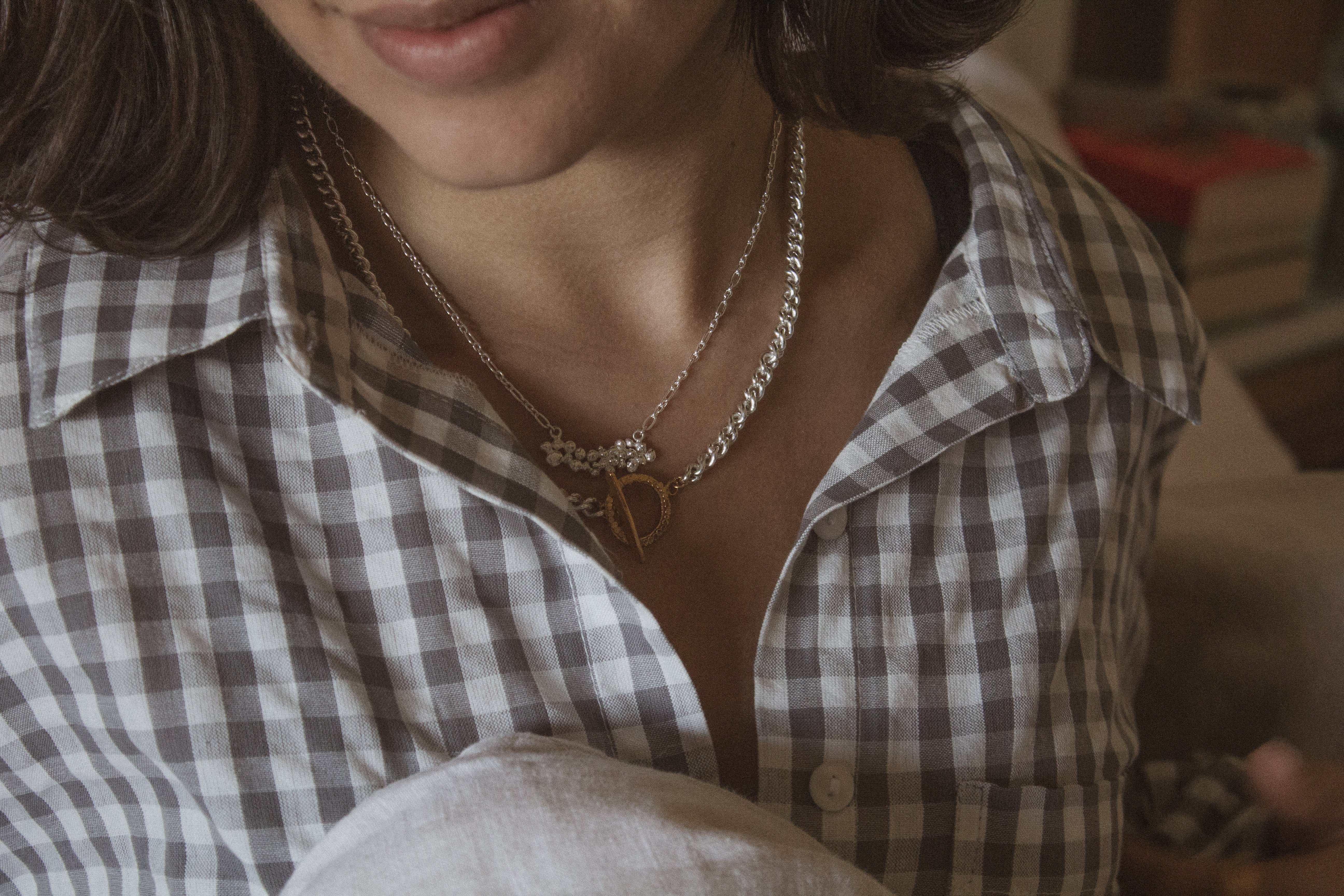 Milly-Maunder-Loop-Bar-Chunky-Chain-Pendant-Necklace-Mixed-Metal-Gold-Plated-18ct-Sterling-Silver-Statement-Cool-Chain-Jewellery